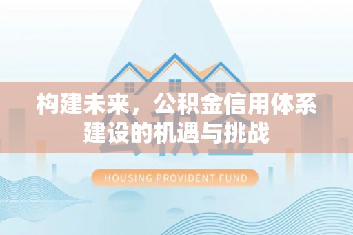 特克斯构建未来，公积金信用体系建设的机遇与挑战