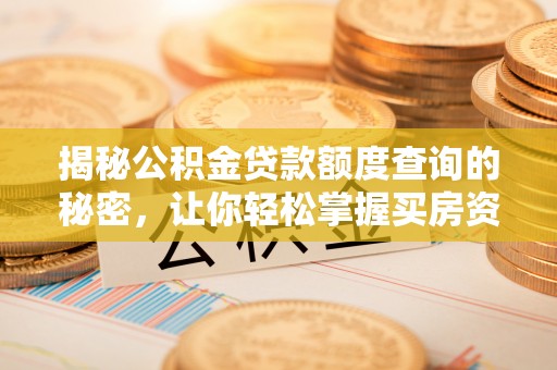 特克斯揭秘公积金贷款额度查询的秘密，让你轻松掌握买房资金规划